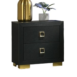 Gulches Black Nightstand with Gold Trim and Modern Elegance - 1 of 4