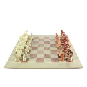 Slickblue Luxurious Soapstone Chess Set – Inlaid Board with Unique Carved Game Pieces - 1 of 4