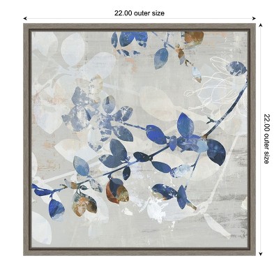 Golden Blue Abstract Canvas Wall Art Print, 22 x 22 inches