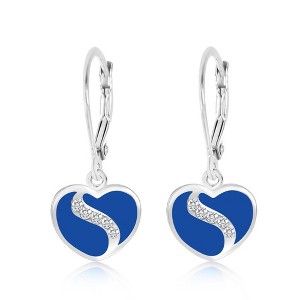 Heart Swirl Crystal Yellow Gold Brass Plating Hypoallergenic Kids Earrings leverback is made from 925 Sterling silver - 1 of 1