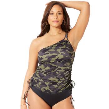 Swimsuits For All Women's Plus Size Chlorine Resistant Zip Up Swim Shirt,  14 - Palmtastic Green : Target