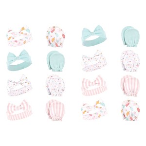 Hudson Baby Infant Girl 16Pc Headband and Scratch Mitten Set, Ice Cream, 0-6 Months - 1 of 2