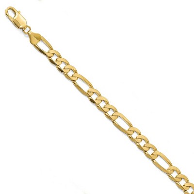 Black Bow Jewelry 7.5mm 14k Yellow Gold Flat Figaro Chain Bracelet