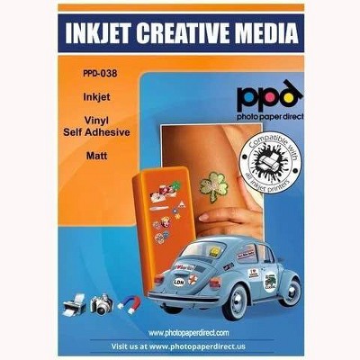 PPD Matte Vinyl Sticker Paper 8.5x11" 20 sheets for Inkjet Printers