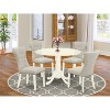 HomeStock 5-Piece Round Buttermilk & Cherry Finish Solid Wood Top Dining Table with 4 Parson Chair - 2 of 4