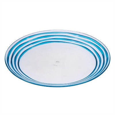 12" Acrylic Dinner Plates Set of 4, Blue Plastic Plates Reusable