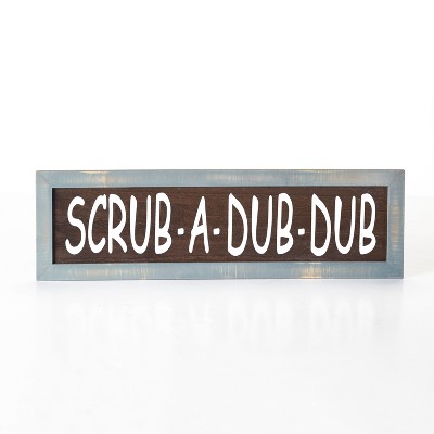 Lakeside Scrub-A-Dub-Dub Wall Hanging Wooden Sign - Novelty Bathroom Accent