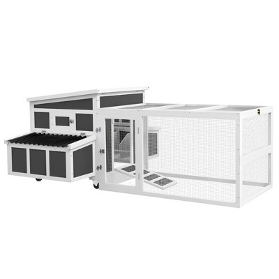 PawHut Wooden Chicken Coop with Nesting Box, Outdoor Poultry Cage Rabbit Hutch for 6 Chickens, Ducks, Hens, Small Animals