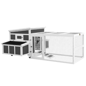 PawHut Wooden Chicken Coop with Nesting Box, Outdoor Poultry Cage Rabbit Hutch for 6 Chickens, Ducks, Hens, Small Animals - 1 of 4