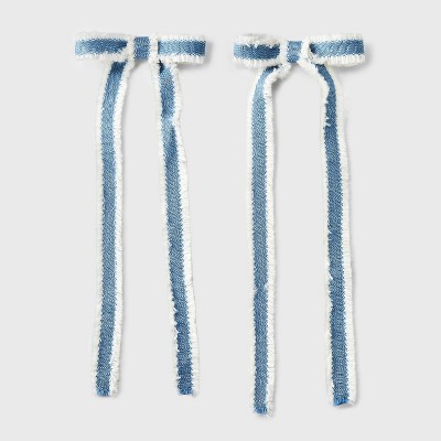 Denim Bow Hair Clip Set 2pc - Wild Fable™ Blue