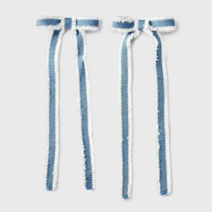 Denim Bow Hair Clip Set 2pc - Wild Fable™ Blue - 1 of 3