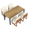 Coolbibila Modern 5 Piece Outdoor Patio Dining Set,Wooden Outdoor Rectangular Patio Garden Table for 4 and Fabric Upholstered Chair - 2 of 4