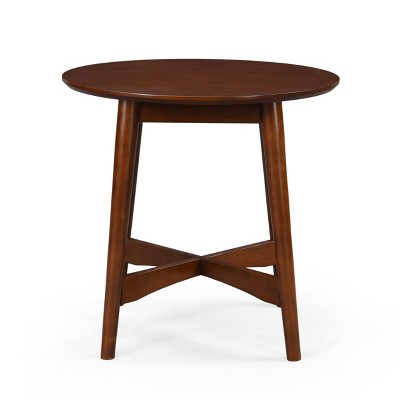 Walnut Round Mid-Century Modern Wood End Table