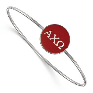 Black Bow Jewelry Sterling Silver Alpha Chi Omega Greek Life Bangle Bracelet 8 Inch - 1 of 3