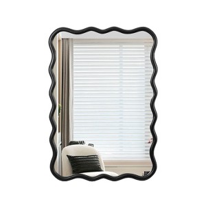 FONTOI Wavy Rectangle Wall Mirror, 40"*28" Modern Mirror Wall Decor for Bathroom Bedroom Living Room Cloakroom Entryway, Black, 39.8"*1.2"*28" - 1 of 4