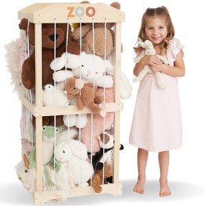 ZICOTO Wooden Stuffed Animal Storage for Kids – Large Toy Organizer for Playroom or Nursery – Easy to Assemble Zoo Keeps Plush Toys Neat and Ready - 1 of 4