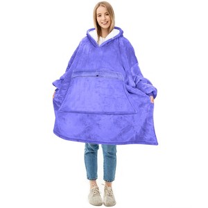Solaris Women Flannel Blanket Hoodie Oversized Sweatshirt, Wearable Fleece Blanket Woman, Valentine’s Day Gift for Her - 1 of 4
