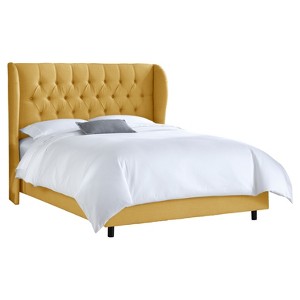 Full Tufted Upholstered Wingback Bed French Yellow Linen - Threshold