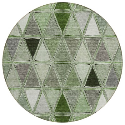 Green And Fern Green Geometric Washable Indoor Outdoor Area Rug