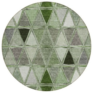 Green And Fern Green Geometric Washable Indoor Outdoor Area Rug - 1 of 4