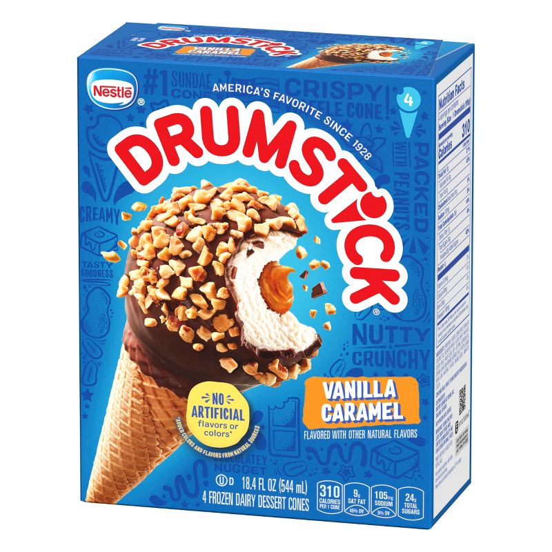 Nestle Vanilla Caramel Drumstick Ice Cream Cone - 4pk, 6 of 14
