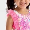 Toddler Girls' Hibiscus Floral Ruffle Bikini Swim Set - Cat & Jack™ Pink - 3 of 3