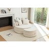 Oversized Barrel Chair with Ottoman for Living Room, Round Lounge Armchair with 5 Pillows, Soft Chenille Cushion Seat Sofa-Coolbibila - 2 of 4