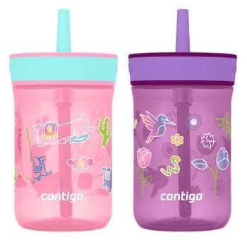 Contigo Kids Spill-Proof Tumbler with Straw, 14 oz, Wildflowers, Clouds Purple