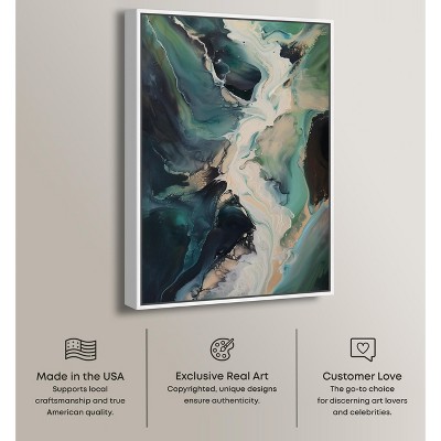 Sage River Blue and Green Abstract Canvas Wall Art, 36" x 24"