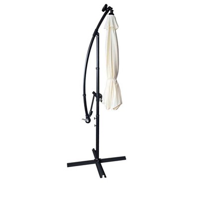 Cream 10 Ft Cantilever Patio Umbrella with Solar LED Lights