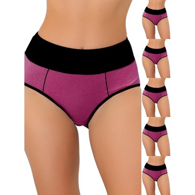 INSPIRE CHIC Women's High Waist Tummy Control Color-Block Available Briefs 6 Packs