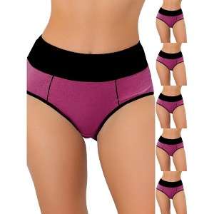 INSPIRE CHIC Women's High Waist Tummy Control Color-Block Available Briefs 6 Packs - 1 of 4