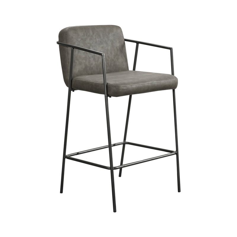Burke Faux Leather Counter Height Barstool with Metal Frame Brown - Madison Park, 3 of 10