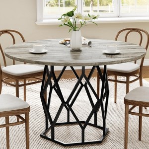 Whizmax 47" Round Farmhouse Dining Table - Wood Circle Table for 4-6 People, Kitchen & Dining Room Furniture, Multi-Use for Living Room - 1 of 4