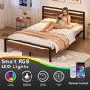 Karl Home Bed Frame with LED Light and Charging Station, Metal Platform Bed with Wood Headboard, No Box Spring Needed - 4 of 4