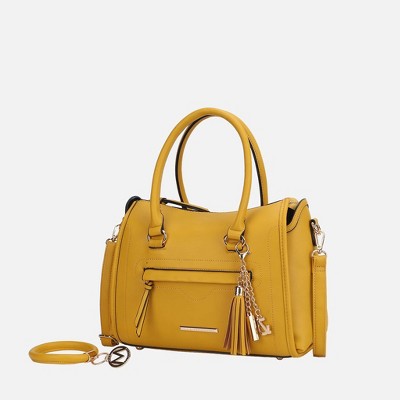 MKF Collection Valeria Vegan Leather Women's Satchel Bag with Keyring by Mia K - Mustard
