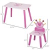 Aghana Digitals Pink Wooden Kids Table & 2 Chairs Set with Crown Design - Safe, Sturdy Furniture - 3 of 4