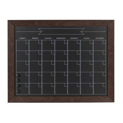 29" x 23" Beatrice Framed Magnetic Chalkboard Calendar Walnut Brown - DesignOvation