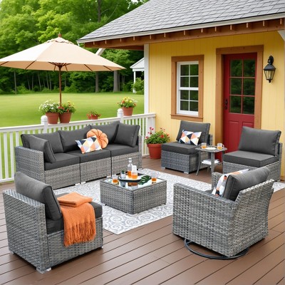 XIZZI Modular Outdoor Patio Furniture Set w/ Optional Coffee Table, Swivel Chair & Firepit - All-Weather, Waterproof & UV-Resistant