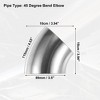 Unique Bargains Stainless Steel 45 Degree Exhaust Elbow Pipe Silver Tone 4 Pcs - 3 of 4