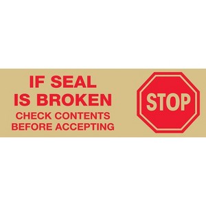 Tape Logic Pre-Printed Carton Sealing Tape "Stop If Seal Is Broken..." 2.2 Mil 3 T905P01T - 1 of 2