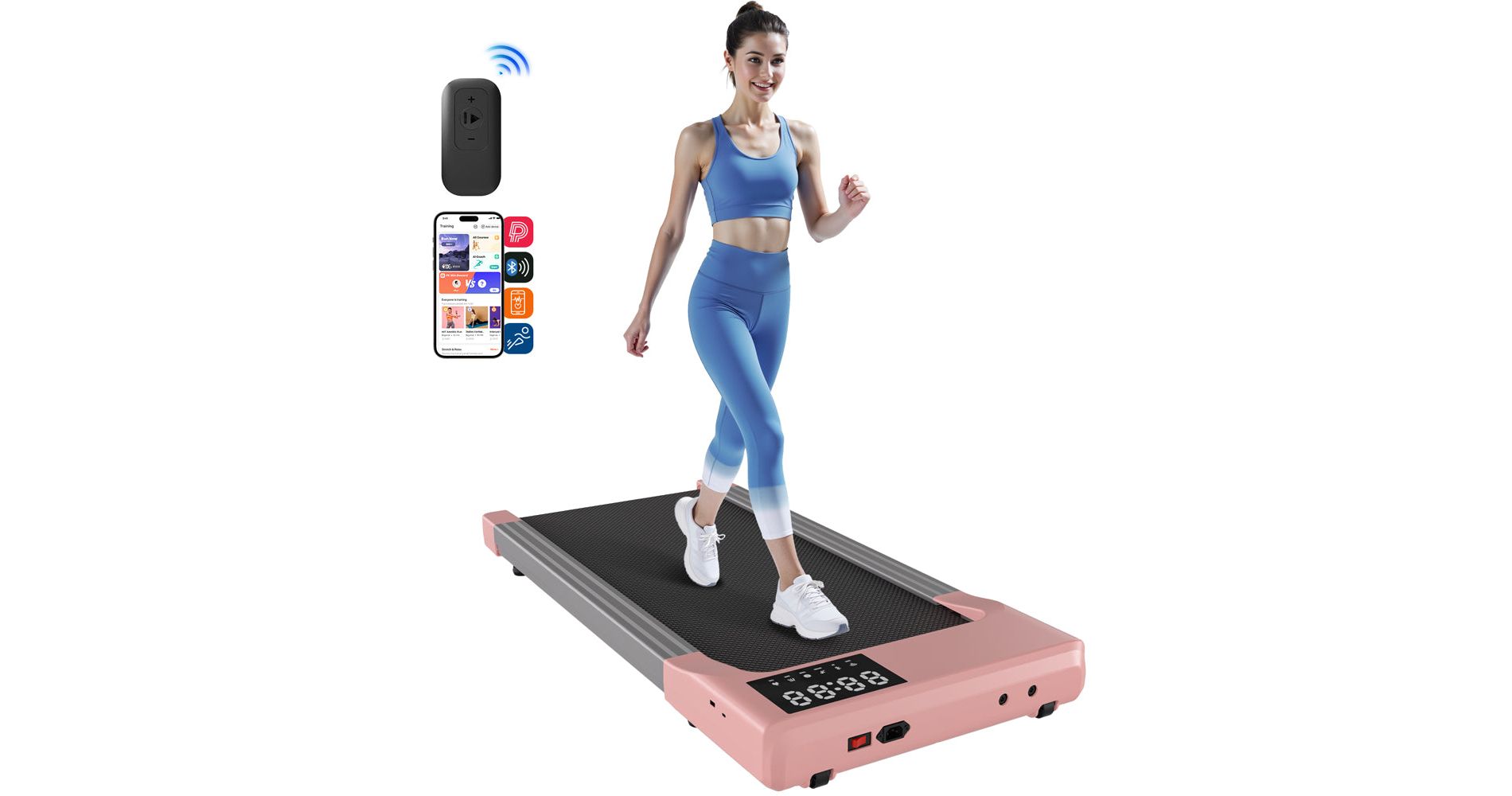Superun Treadmills 15.35*39.37 Inch Gold Color,2 in 1 350lbs Capacity Under Desk Walk Pad, 0.6-3.8 Mph with PitPat APP