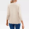 Womens Lightweight Sweater Cardigan 3/4 Sleeve Open Front Cardigan Birdeye Knit Wavy Trim Cardigan Breathable Soft Sweater - 2 of 4
