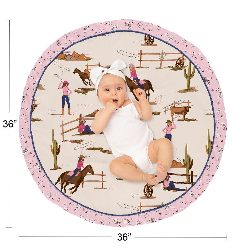 Sweet Jojo Designs Girl Baby Tummy Time Playmat Western Cowgirl Pink Brown and Beige, 5 of 6