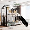 NicBex Twin over Twin Bunk Bed House Shape Loft Bed Metal Bed Frame with Full Length Guardrail, Slide and Ladder, No Box Spring Required - 2 of 4
