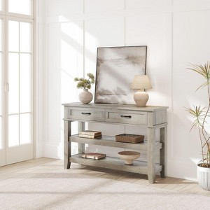 3-Tier Wooden Console Table with 2 Storage Drawers – Versatile Entryway and Living Room Sofa Table - 1 of 4