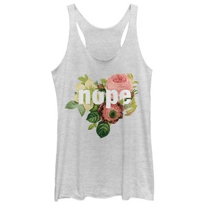 Women's CHIN UP Nope Flowers Racerback Tank Top - 1 of 3