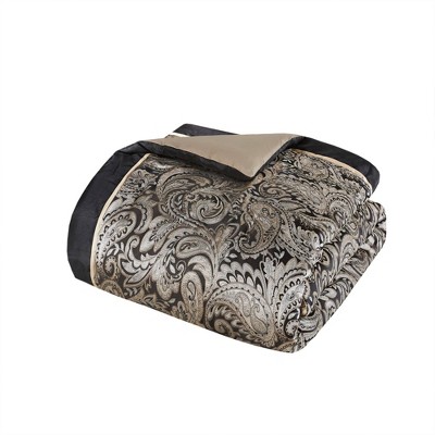 Black and Gold Jacquard Cotton Full Bed in a Bag Set