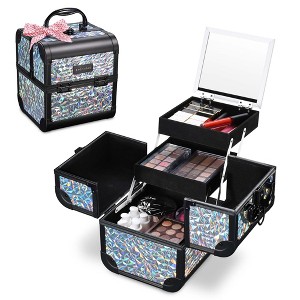 Byootique Makeup Train Case Cosmetic Organizer w/ Mirror Mermaid - 1 of 4