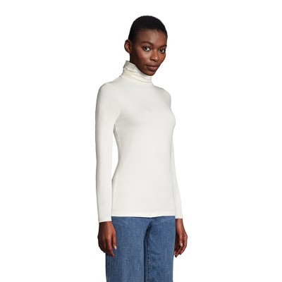 Ivory Lightweight Cotton Blend Long Sleeve Turtleneck